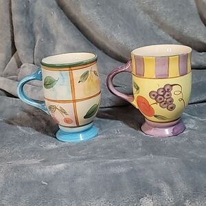 0152. 2 ~ Beautifully Hand ✋️ Painted ~ XL Cups ~ Perfect for Warming Beverages